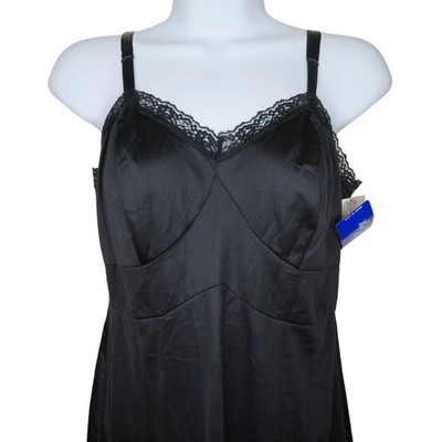 Vintage Nancy King Black Antron III Nylon Non-Cling Full Slip Lace Trim Size 34