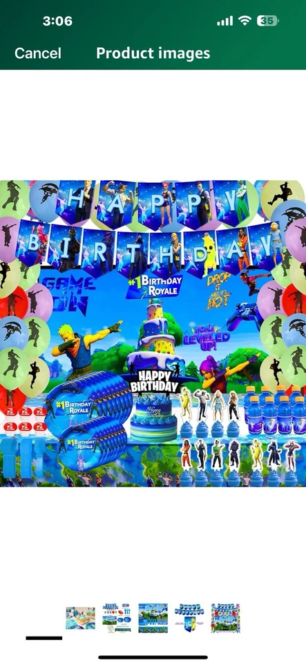 Battle Royale Birthday Party Kit Plates Banner Balloons Decor Fortnite Set - Image 4 of 4