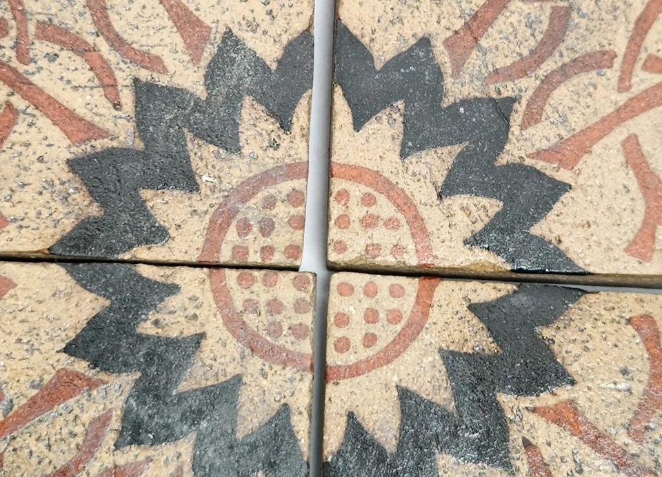 Juego de 4 azulejos Pratt & Larson Tile Company artesanías florales encáusticas Foto 4 de 4