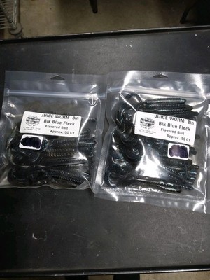 8''Juice Worm 2x 50ct Blk Blue Fleck