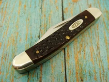 VINTAGE CASE XX USA 62087 SS FOLDING POCKET KNIFE JIGGED DELRIN DOGLEG KNIVES NM