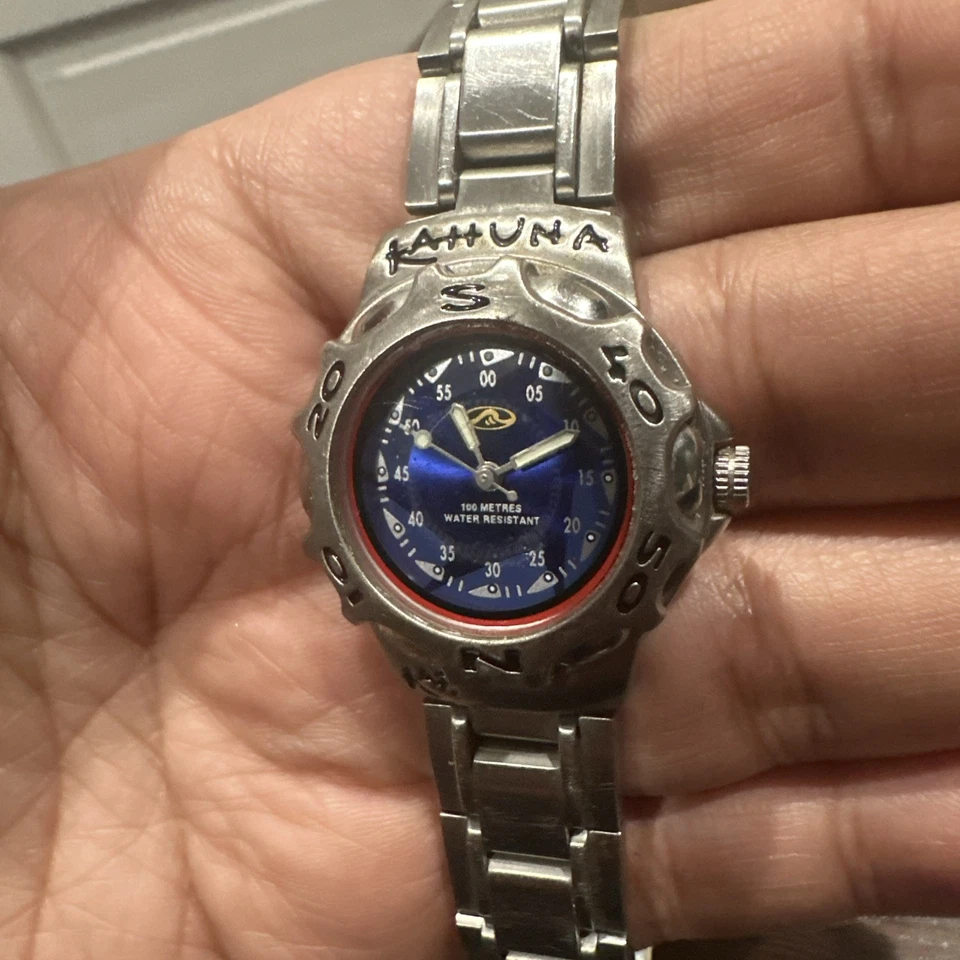 Working Kahuna Ladies 30mm Divers Style Blue/Red Dial Quartz Watch Vintage Rare - Image 3 of 4