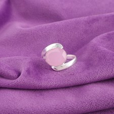 Rose Chalcedony Stone 925 Silver Band Birthday Wedding Ring Jewelry US All Size