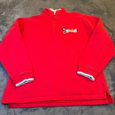 Walt Disney World Mickey Mouse Red Quarter Zip Sweatshirt Mens Size Medium