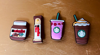 Starbucks Coffee Tea Nutella Jar Candy Bar Croc Charms Shoe Jibbitz 4pc Set