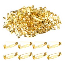 120Pcs Safety Bar Pin 20mm Gold Brooch Clasp Pins with Hole for DIY Craft
