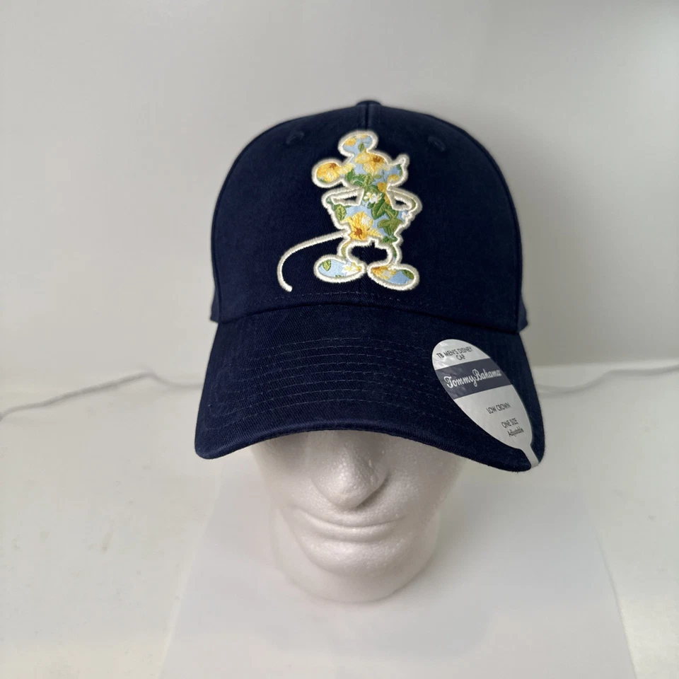 Tommy Bahama X Disney Strap Back Hat Cap Mickey Mouse Floral Navy Blue Pack NWT - Image 2 of 4