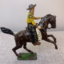 Vtg Britains Ltd England Painted Mounted Cowboy Horse Pistol Articulating E