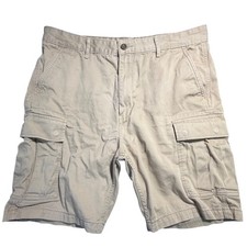 Levi Strauss Mens Cargo Shorts Tan Khaki Cotton Twill 6-Pocket Size 36 x9 Inseam