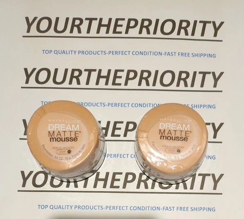 2 PACK MAYBELLINE PORCELAIN IVORY (LIGHT 1) DREAM MATTE MOUSSE FOUNDTN.FREE SHIP