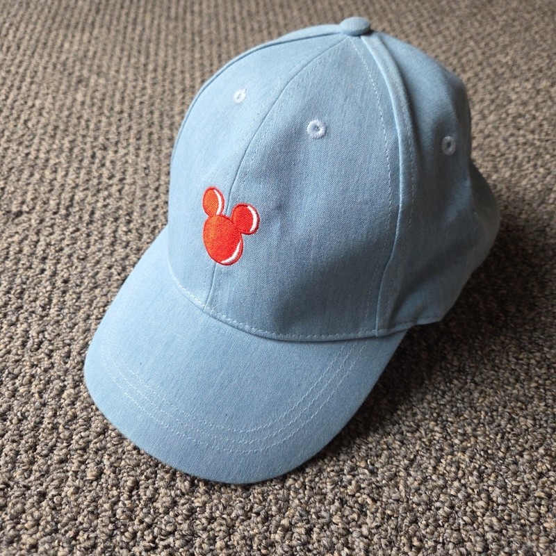 Mickey Mouse Baseball Hat Cap Women's Denim Adjustable Red Logo Disney One Size