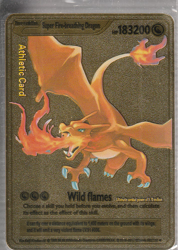 Super Fire-breathing Dragon 083/110 HP183200 Gold Metal Fan Art Display Card NM