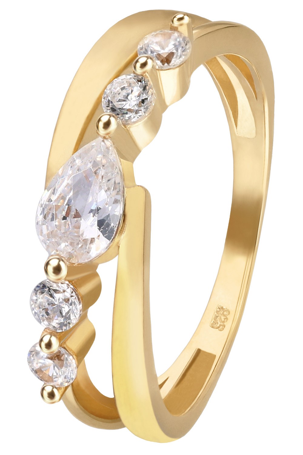 TRENDOR Schmuck Damenring 925 Silber Vergoldet Zirkoniaring 28514 9790₽
