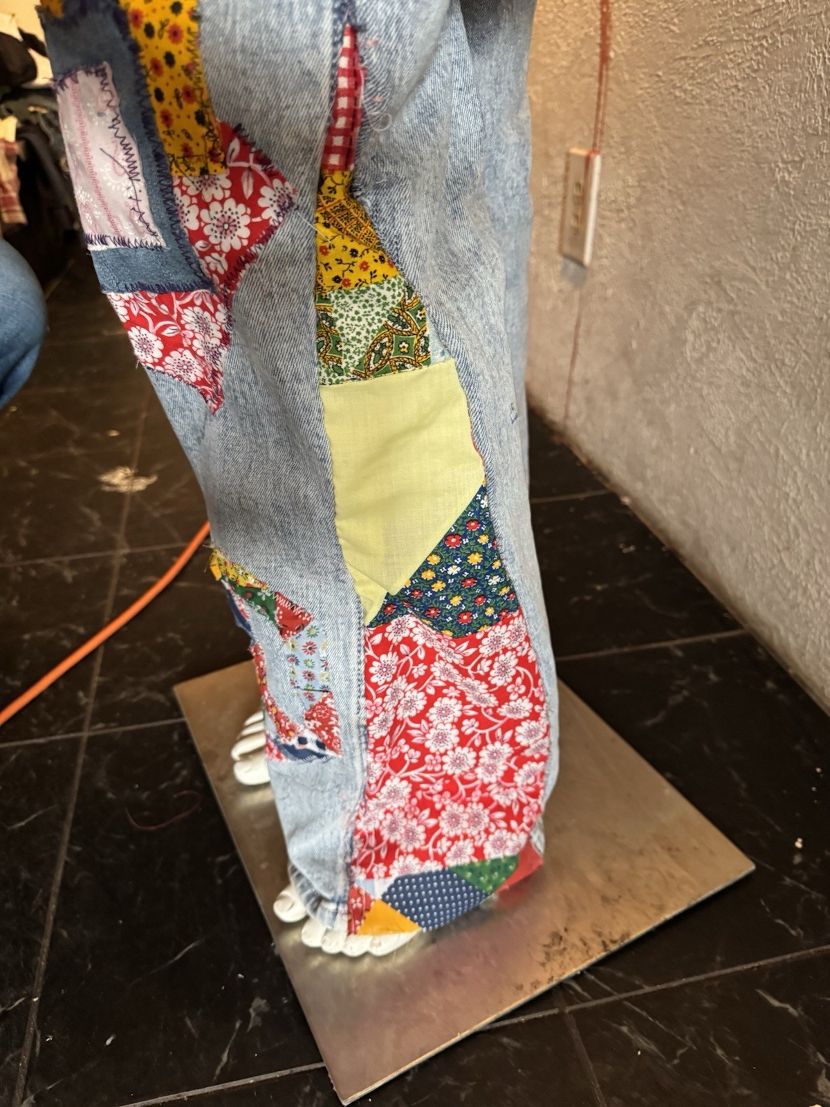 Upcycled/reworked Boho Patchwork Bob Overalls Den… - image 7