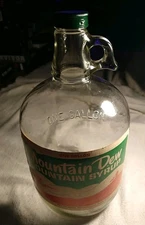 Vintage MOUNTAIN DEW gallon syrup jug/bottle.  Paper label.