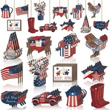 36 Pcs 4th of July Patriotic Ornaments Red White Blue Brown Tree Decor Pack Set
