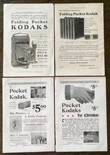 Eastman Co.FOLDING POCKET KODAK Camera Vtg c1895-1902 Photography Print Ad Lot 4