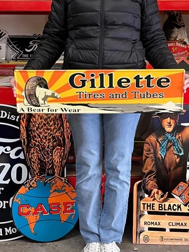 Antique Vintage Style Metal Sign Gillette Tires Polar Bear Made in USA