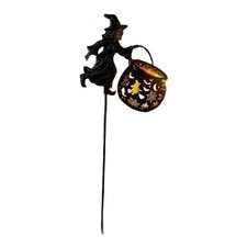 Witch Themed LED Cauldron Light for Halloween Yard Decor 30cm Multicolor Design