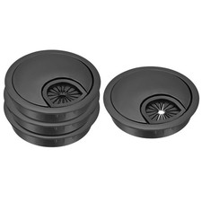 4Pcs Desk Cable Hole Cover,Zinc Alloy Cord Raceway 60mm,Black 