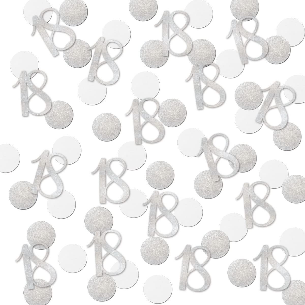 200 Silver Glitter Number 18 Confetti for 18th Birthday or Anniversary Decor