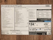 2022 Audi Q3 S Line 45 Tfsi Quattro Window Sticker Monroney Label Original