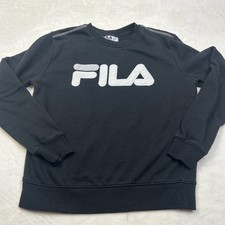 FILA Mens / Women  s Graphic Sweatshirt Jumper Small Black Cotton