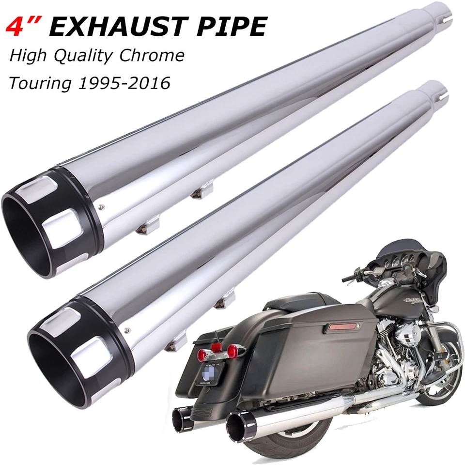 4" Slip On Mufflers For Harley 95-16 Touring Electra Street Glide Exhaust Pipes - Image 3 of 4