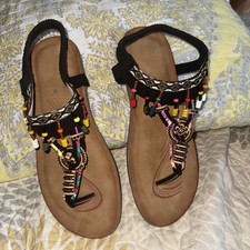Boho Style Sandals With Beading And Embellishments Trendy And Comfortable