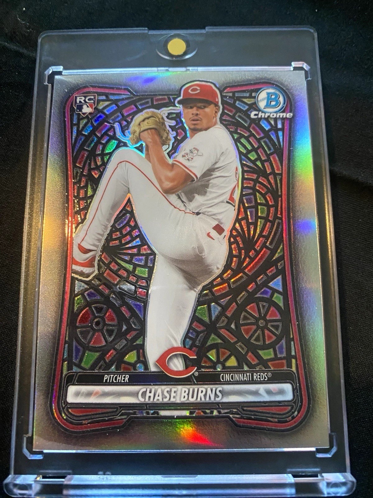 2026 Bowman Chrome RC Chase Burns Etched In Glass CASE HIT SSP Cincinnati Reds