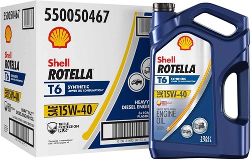 Shell Rotella T6 Full Synthetic 15W-40 Diesel Motor Oil – 1 Gallon Jug For Heavy-Duty Engines