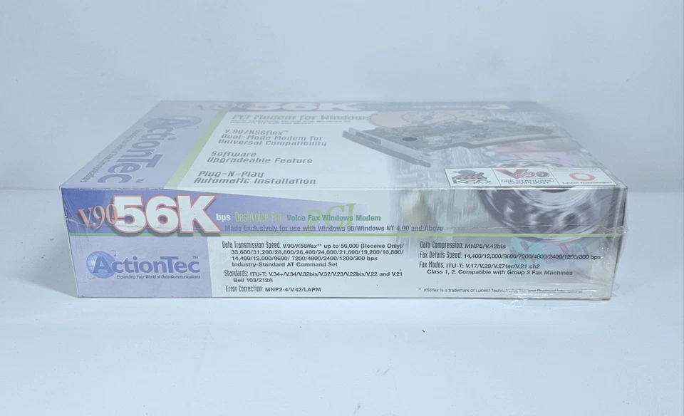 Actiontec V.90 56K bps Pro PCI Voicefax Modem For Windows 95, NT 4.0 Or Above - Image 3 of 3