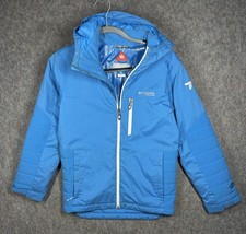 Columbia Titanium Omni Tech Omni Heat Jacket Youth Medium Blue Waterproof Hood