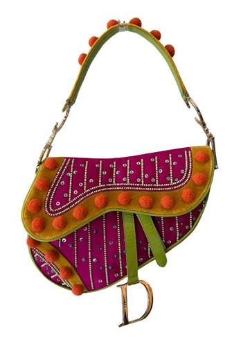 Dior Galliano Documented Fall/Winter 2002 Indienne Pom Pom Saddle Bag Y2K