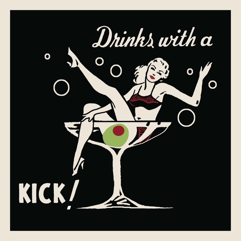 VINTAGE MARTINI BAR ART PRINT Drinks with a Kick Girl