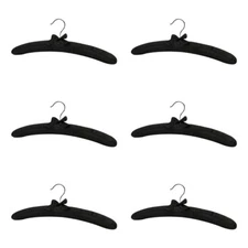 6 Pcs Smooth Satin Padded Hangers Black 15"L For Dress Bridal Cloth Hanging