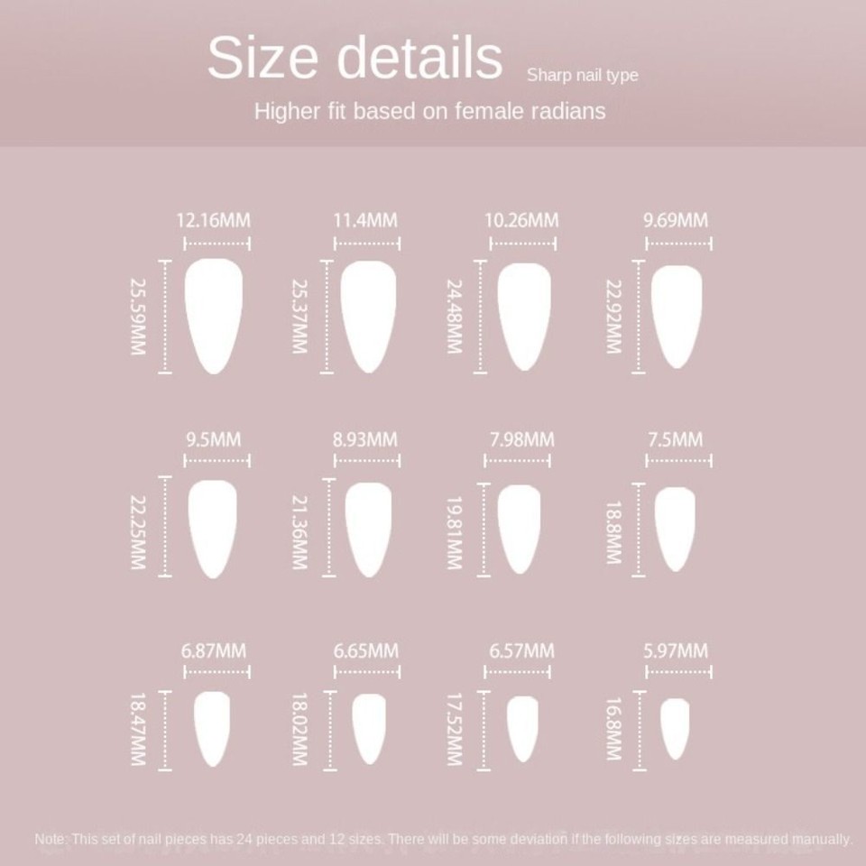 DIY Simple Wavy Fake Nials Glitter White Edge False Nails Long Almond