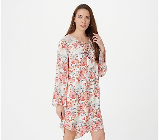 Haute Hippie Tribe Dress w/ Lace Up Neckline-Antique Floral-2X-NEW-A394288  | eBay