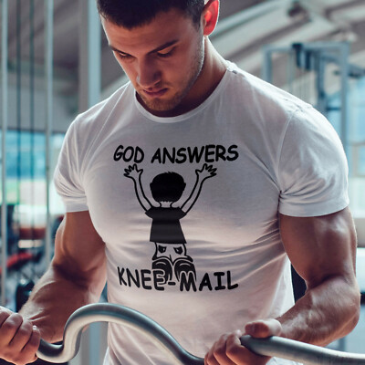 GOD ANSWERS KNEE MAIL  T-shirt - with kid Select Color-100% Cotton S-X 
