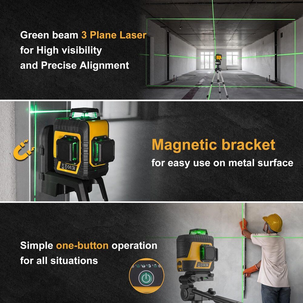 PREXISO 82 Ft 3x360° Self Leveling Laser Level Cross Line Leveler Green Line USA