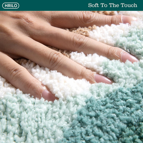 Microfiber Bathroom Rug Absorbent Soft Shaggy Floor Mat 23.6 X 15.7 Inches Green - Picture 2 of 12