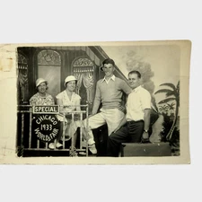 Vintage 1933 WORLDS FAIR CHICAGO Arcade Photo Studio Postcard Size Train