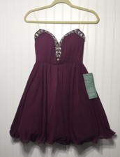 New MY MICHELLE Juniors Size 1 Short Maroon Jewell Bust Dress Orig 100.00