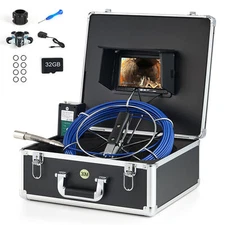 7" Sewer Camera 100ft/30m Self-Leveling Drain Camera w 512Hz Transmitter Counter