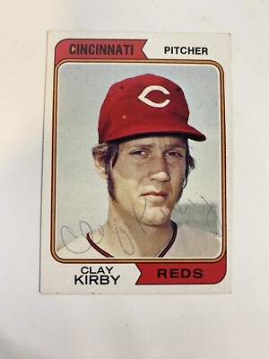 Clay Kirby Autographed 1974 Topps Cincy Reds Baseball Card #287