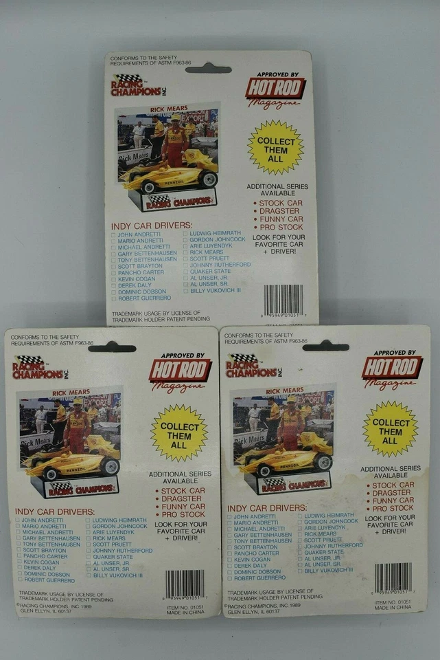 Coche y tarjeta Racing Champions Collectors Series 1 Indy 1989 Daly, Mears, Andretti Foto 2 de 4