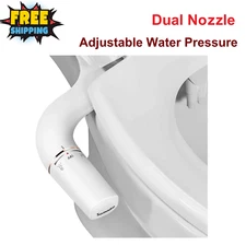 Bidet Fresh Water Spray Non Electric Toilet Seat Attachment Dual Nozzle Hygienic