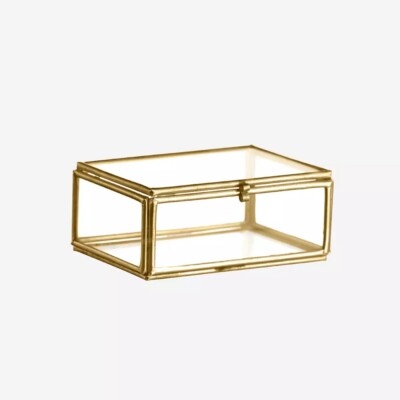 Glaskasten Gold Aufbewahrung klein rechteckig von Madam Stoltz