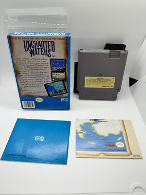 Uncharted Waters Nintendo NES Complete CIB W Map KOEI Rare Near