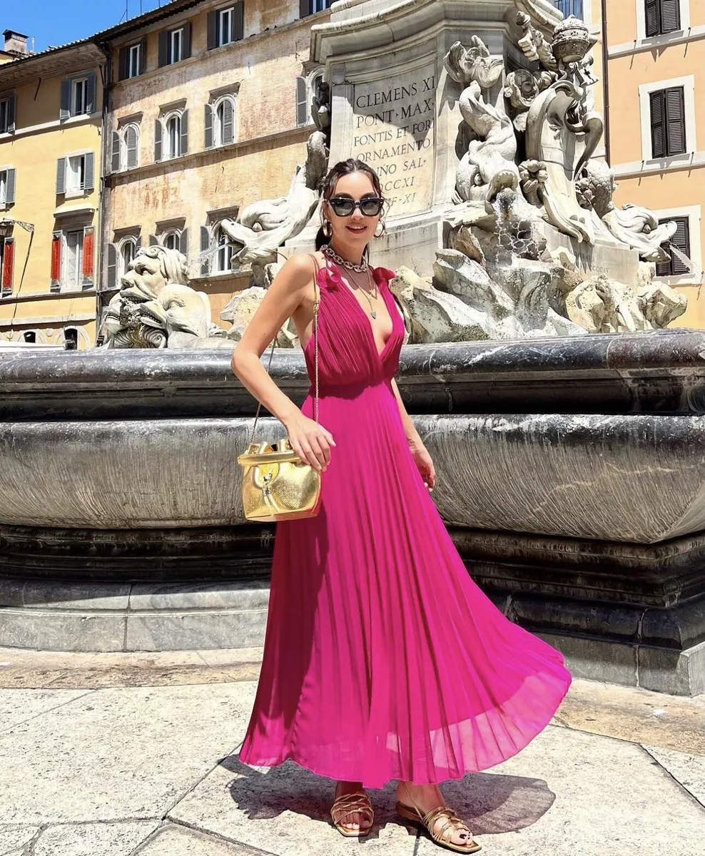 fuchsia color dress